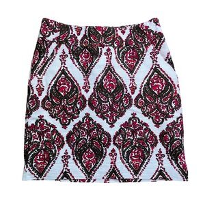 Merona Women's White Red Brown Ikat Print Mini Skirt Size 2